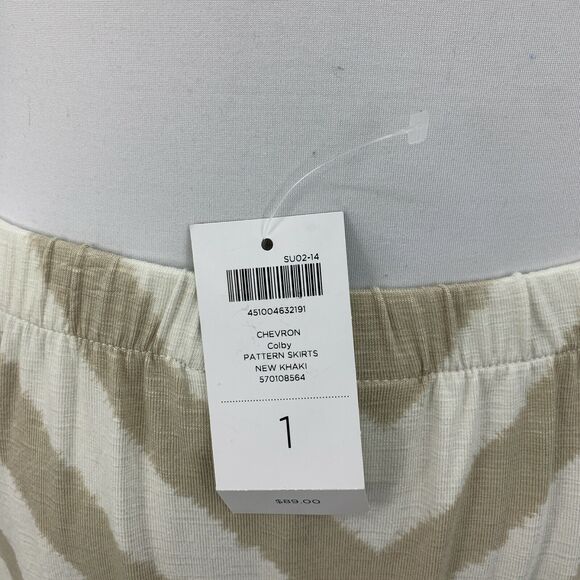 Chicos Chevron Maxi Skirt Womens Size 1 Beige Colby Stretch Waist Pull On - Picture 8 of 12
